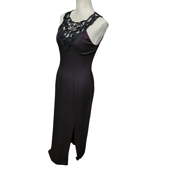 JESSICA McCLINTOCK Gunne Sax Dress Womens 7/8 Black Maxi Gown Lace Witchy Gothic - Picture 4 of 16